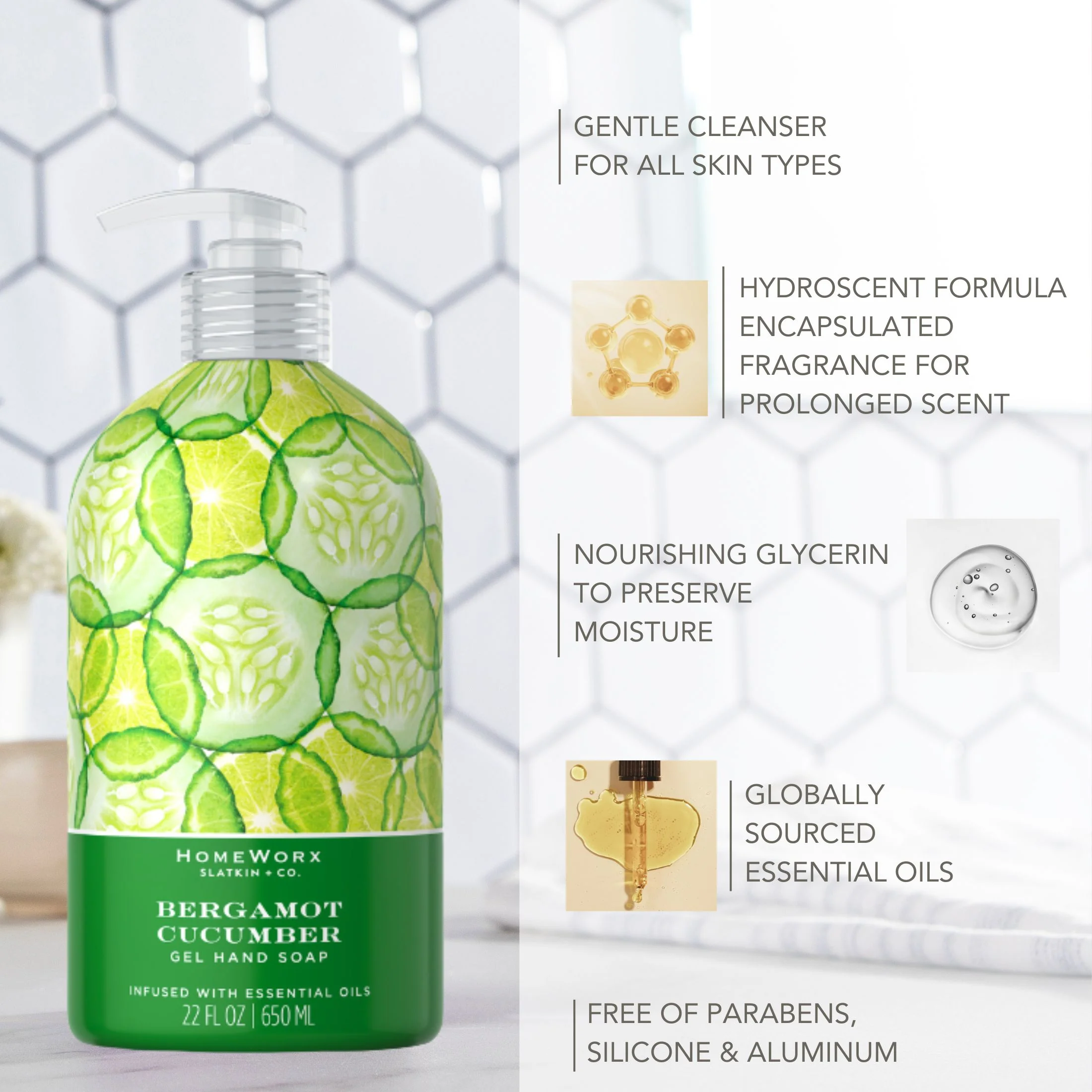 Bergamot Cucumber Gel Hand Soap - Image 3