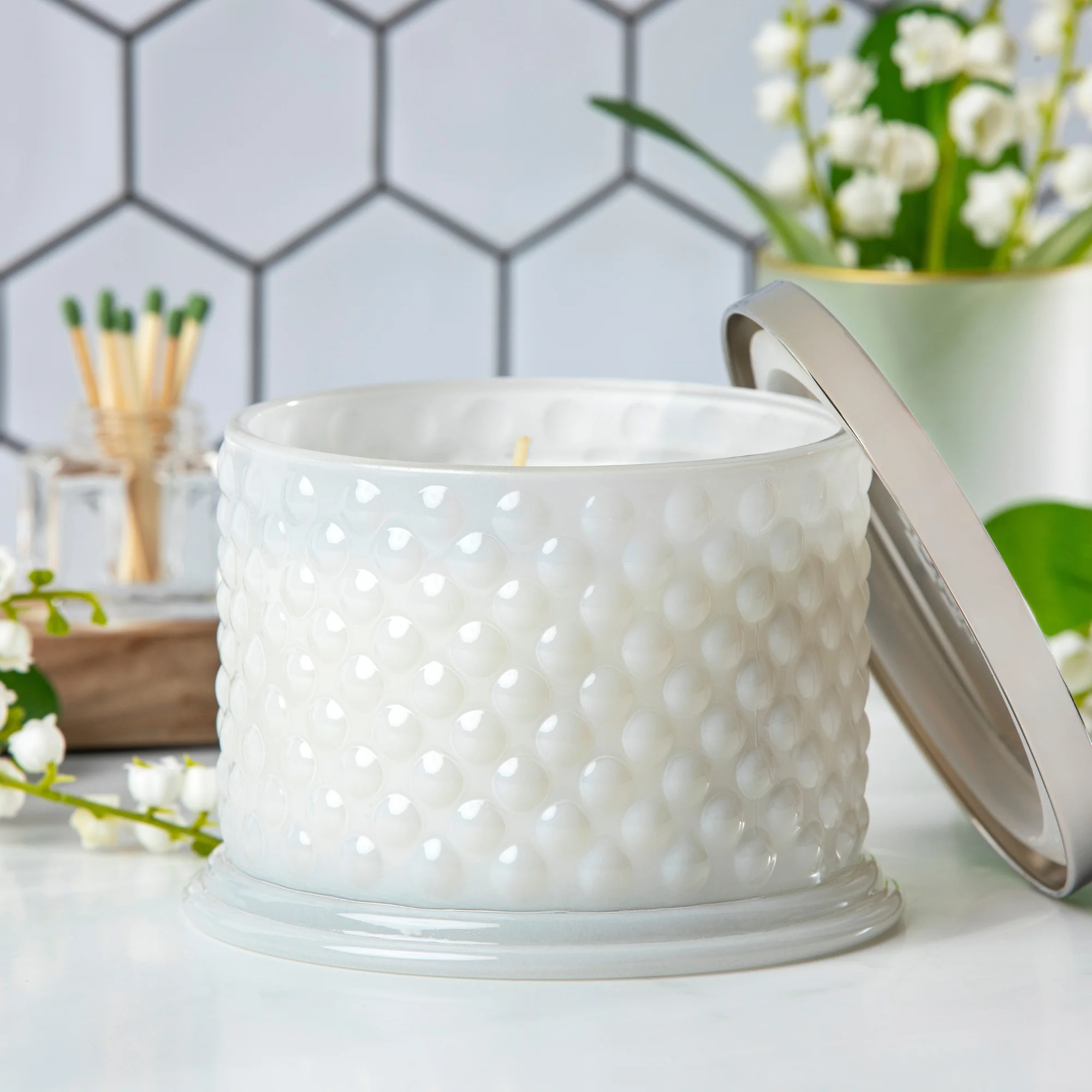 Lily of the Valley 3-wick Hobnail Candle - Image 5