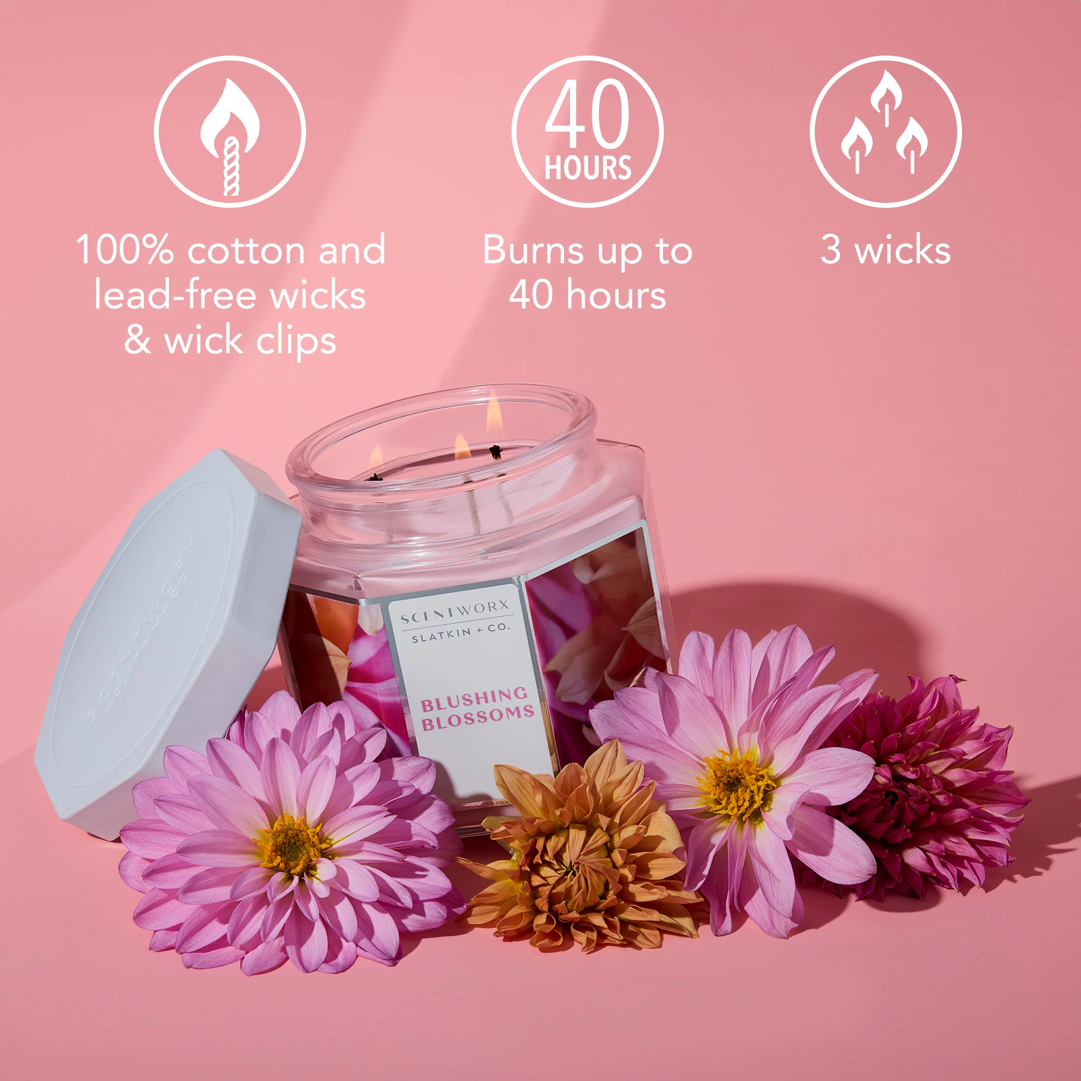 ScentWorx Blushing Blossoms 3-Wick Candle - Image 4