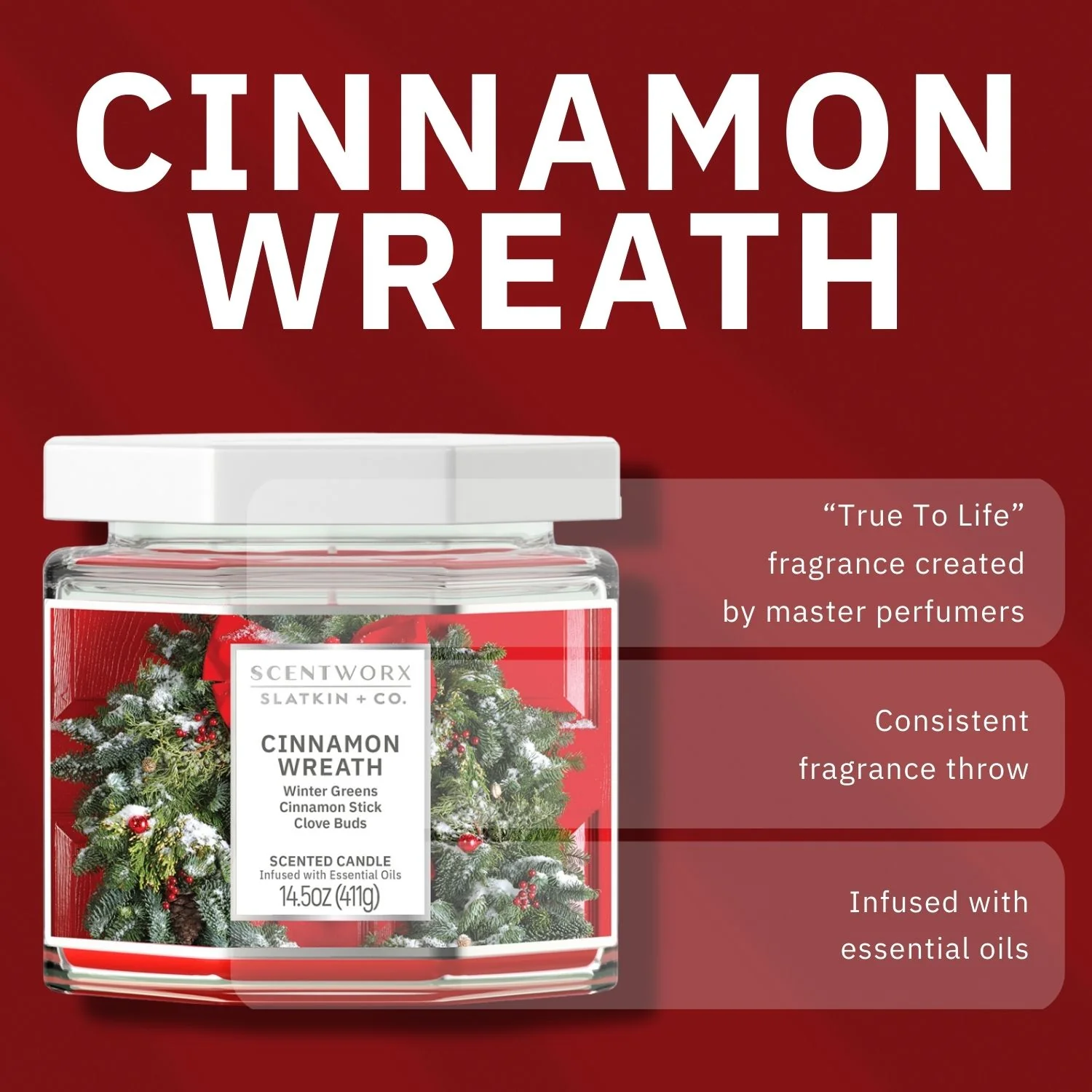 ScentWorx Cinnamon Wreath Set of Two 3-Wick Candles - Image 4
