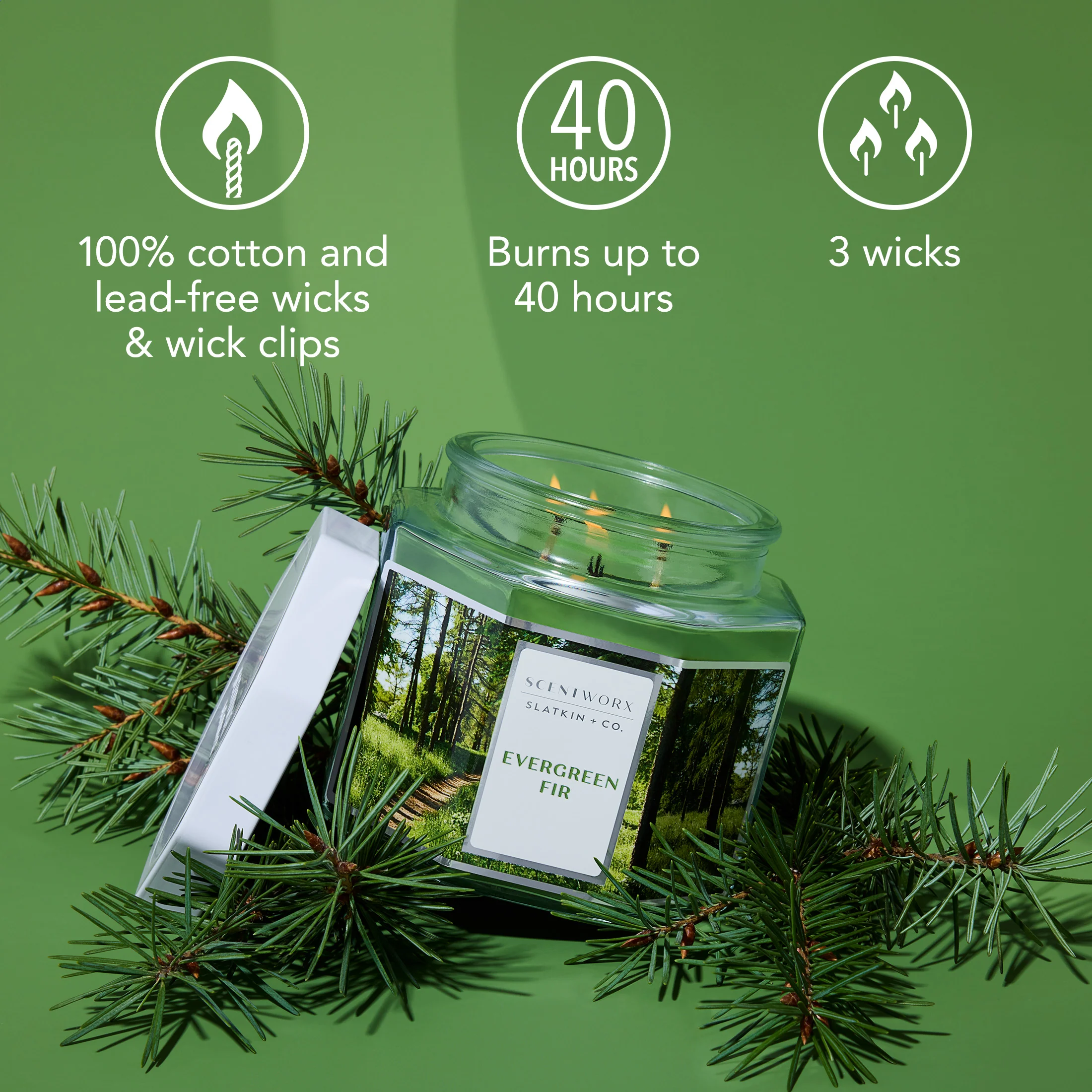 ScentWorx Evergreen Fir 3-Wick Candle - Image 4