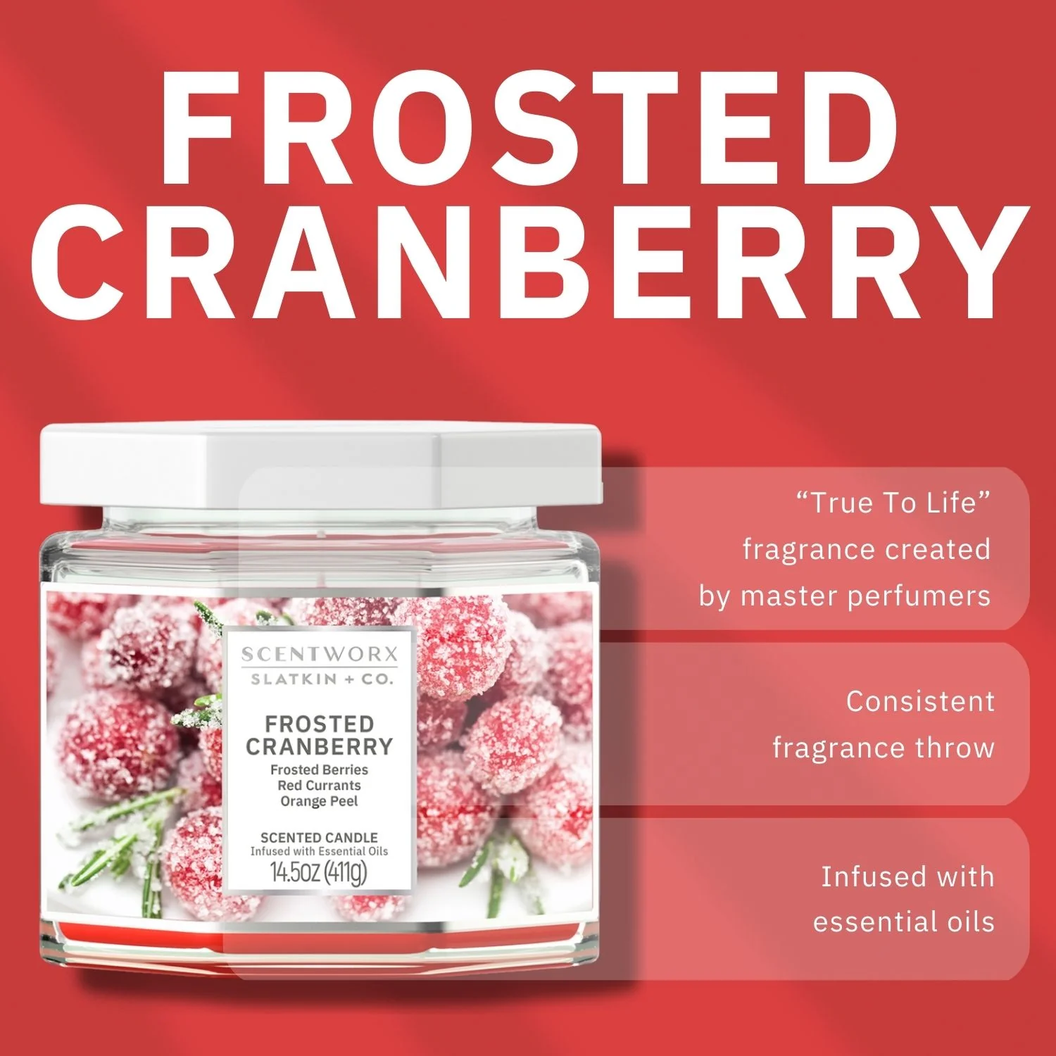 ScentWorx Frosted Cranberries Set of Two 3-Wick Candles - Image 4