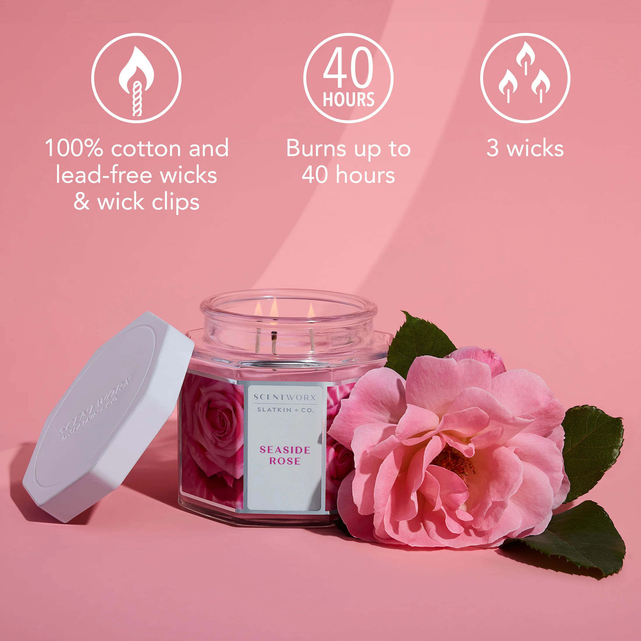 ScentWorx Seaside Rose 3-Wick Candle - Image 4