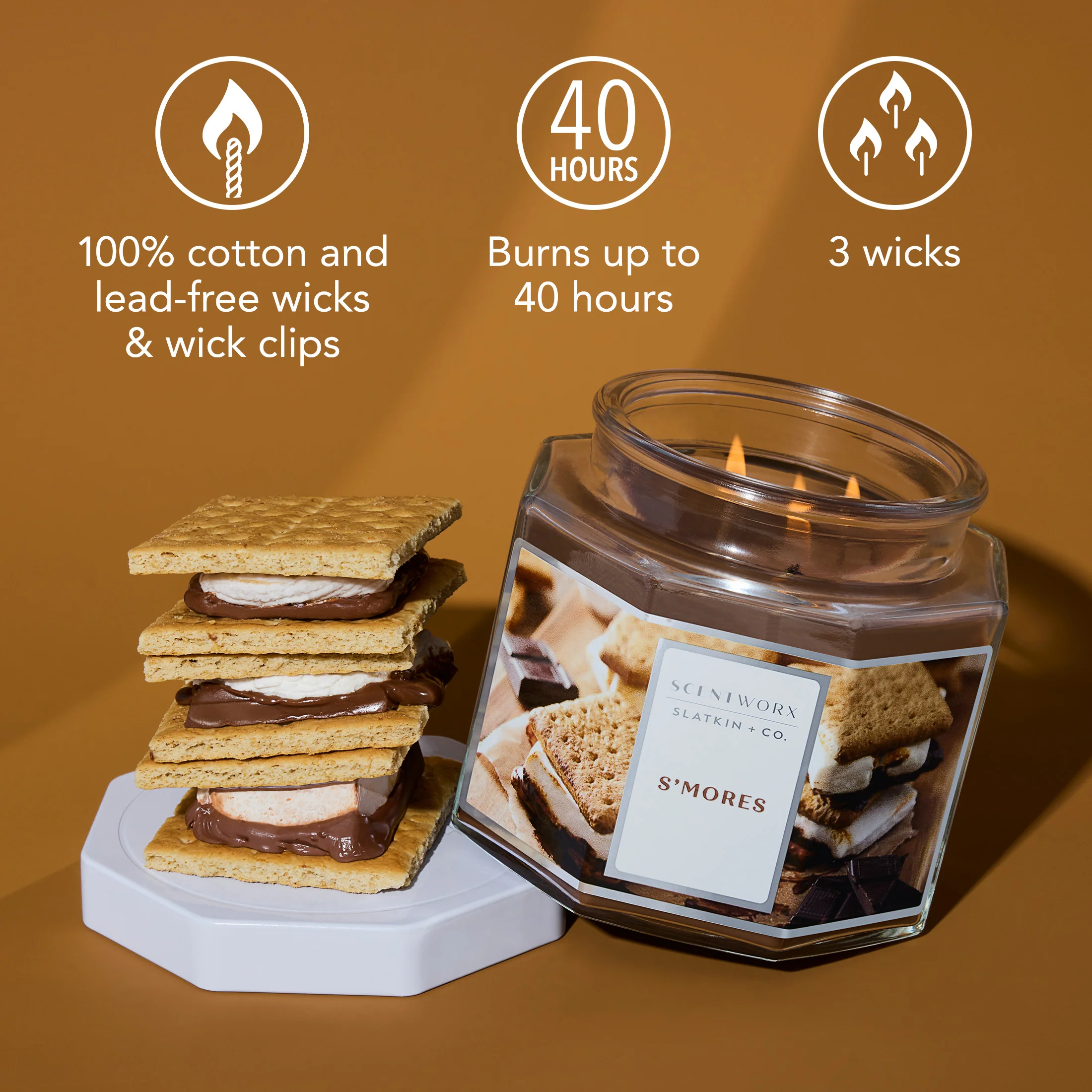 ScentWorx S'mores 3-Wick Candle - Image 4