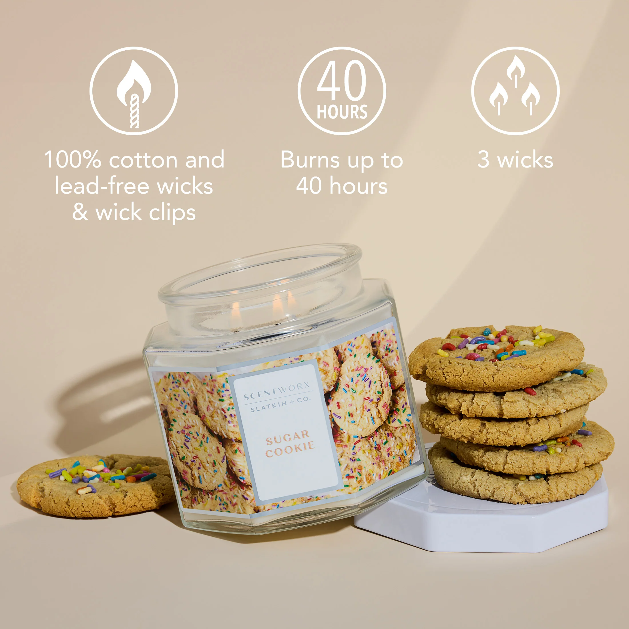 ScentWorx Sugar Cookie 3-Wick Candle - Image 4