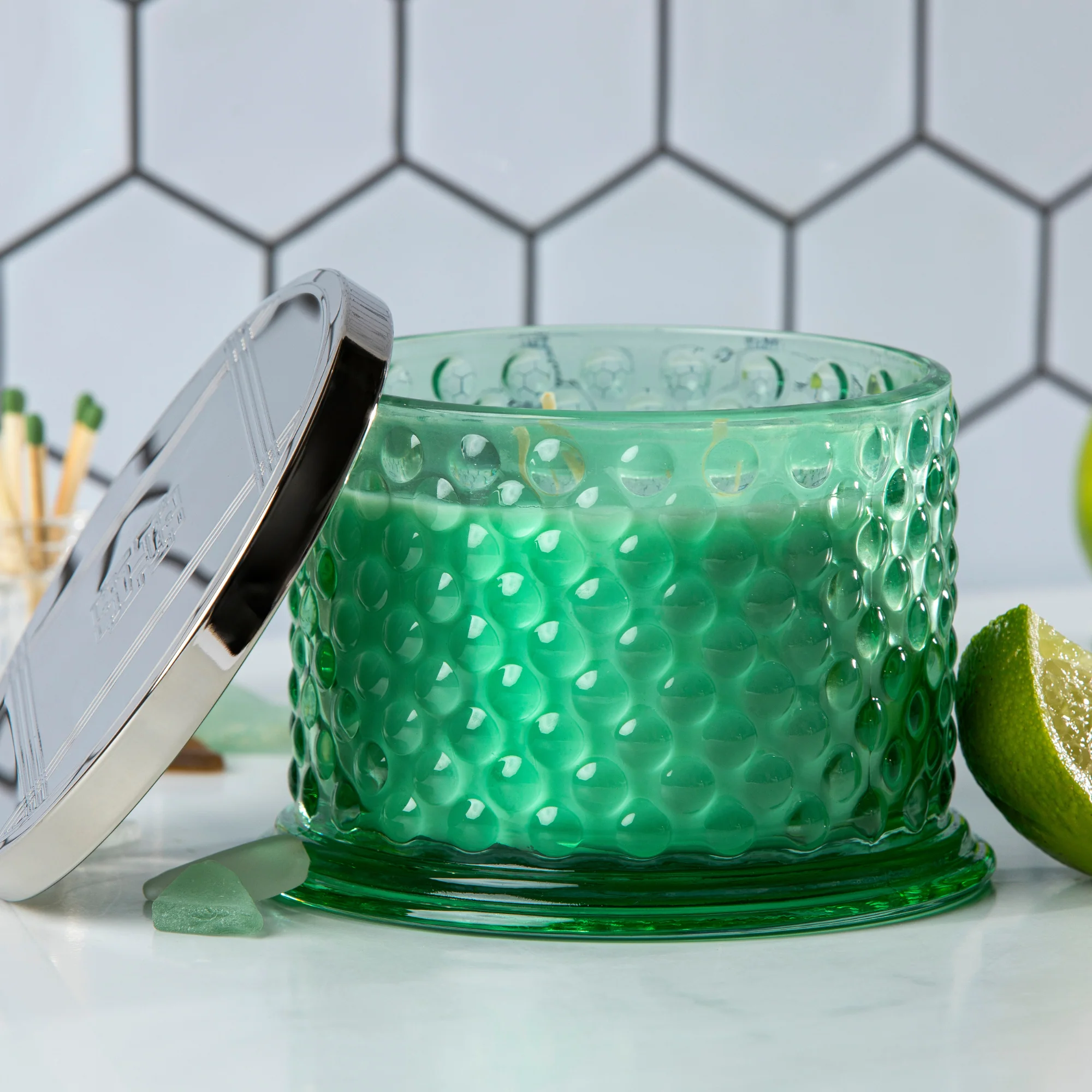Sea Glass 3-wick Hobnail Candle - Image 5